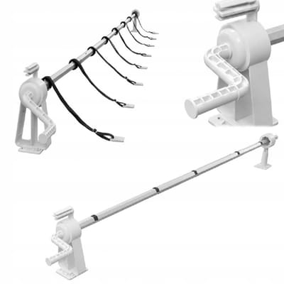 COIL Zwembadafdekrol 1-6,15 m - Verstelbare telescopische afdekrol - Premium - 8 bevestigingsriemen - Gemakkelijk op te rollen en op te bergen - Complete set - Voor tuinzwembaden - Wit