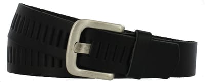 Casual Leren Riem Sleufriem | Dames & Heren | 4cm breed | Riemmaat: 85cm (totale lengte: 100cm) | 100% echt leer | Kleur: zwart | Nikkelvrije gesp