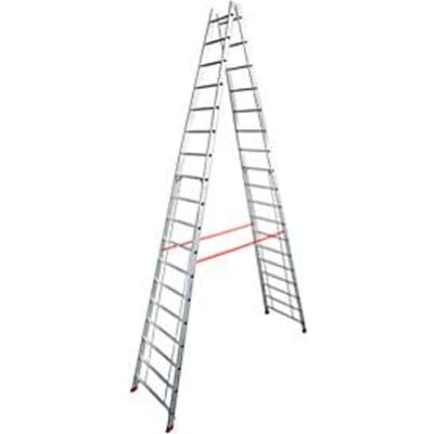 Dubbele trapladder, van aluminium, 2x 18 sporten