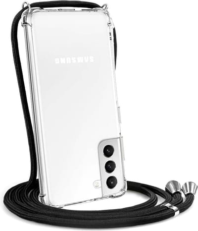 Anti Shock Doorzichtig Siliconen Backcover Hoesje met Koord - Geschikt voor Samsung Galaxy S21 Plus - Stoot rubber Siliconen - Transparant