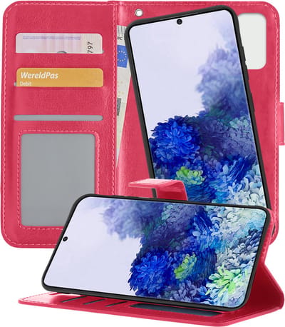 Hoesje - 2 in 1 - Geschikt voor Samsung Galaxy S20 - Met Uitneembare Hard Cover - Kunstleer - Bookcase - Wallet Case - Met Pasjeshouder - Book Case - Uitneembaar - Pashouder - Telefoonhoes - Donkerroze