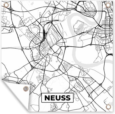 Tuin poster Kaart - Neuss - Plattegrond - Stadskaart - 200x200 cm - Tuindoek