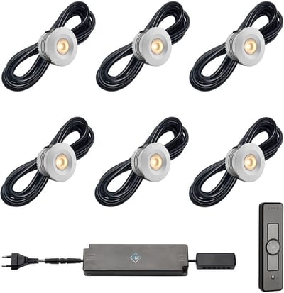 LED veranda inbouwspots Sevilla ab inclusief trafo en afstandsbediening - 3W / dimbaar / inbouwspot / terrasoverkapping / overkapping / serre / carport / warm wit / rond / 230V / IP44 / set van 6 stuks