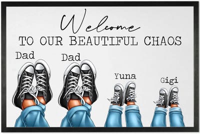 Deurmat met tekst | persoonlijk Gezin | Deurmat Gezin Sneakers | Leuk Cadeau voor een gezin | 60x40cm | Sneakers Donkergrijs