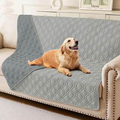 Waterdichte hondendeken wasbaar, zachte huisdierdeken voor honden en katten, omkeerbare puppydeken voor bed sofa bank, 205 x 152 cm, grijs + donkergrijs
