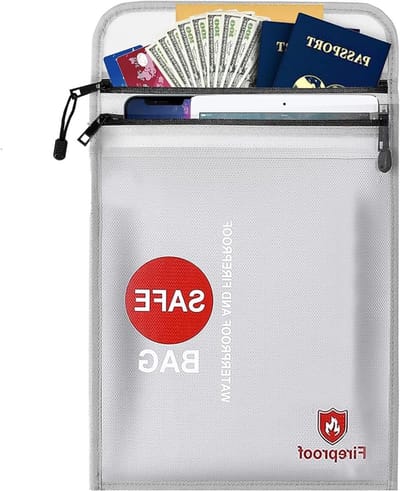 Brandveilige Documententas met Twee Waterdichte Ritsen, 35 x 28 cm, Ideaal voor Geld en Belangrijke Documenten, Brandwerende Opslagoplossing