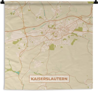 Wandkleed - Wanddoek - Kaiserslautern - Kaart - Vintage - Plattegrond - Stadskaart - 180x180 cm - Wandtapijt