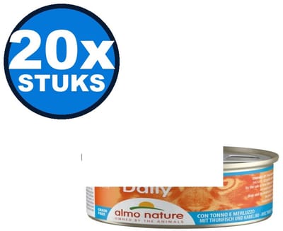 20x Almo Nature Daily Mousse - Tonijn & Kabeljauw - Kattenvoer Natvoer - 85g