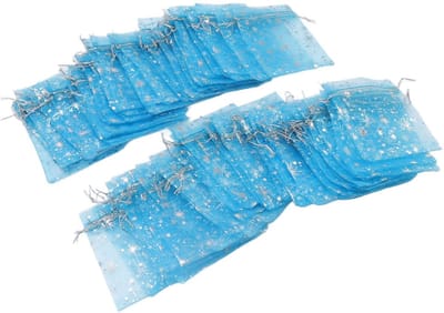 Dailygoods- Organza Zakjes 50 Stuks - Doorschemerend Gaas - Trekkoord - Sterpatroon - Sieradenzakjes - Bruiloft/Cadeauzakjes - Herbruikbaar 4,5 x 3,3 inch - Sieraden Zakjes