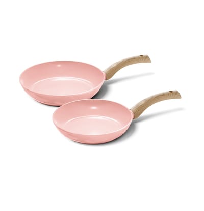 Cook & Pan 2-Delige Koekenpan Pannenset Roze Ø 24 & 28 cm - PFAS vrij - Alle Warmtebronnen - Koekenpannenset met 7 jaar Garantie - Krasbestendige Anti Aanbaklaag - Vaatwasserbestendig - Gas, Inductie, Elektrisch, Oven - Koekenpan Set