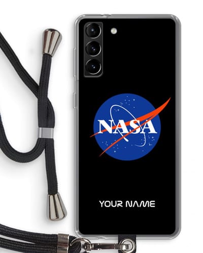 Gepersonaliseerd - Case Company® - Hoesje met koord geschikt voor Samsung Galaxy S21 Plus hoesje met Koord - NASA - Telefoonhoesje met Zwart Koord - Bescherming aan alle Kanten en Over de Schermrand