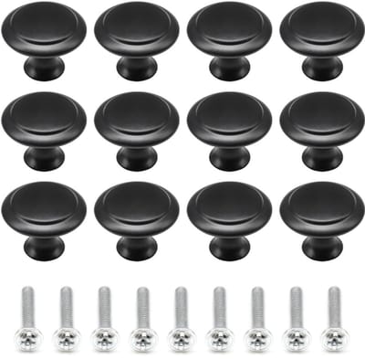 Unyqoos® Set van 12 stijlvolle zwarte ronde kastknoppen voor diverse meubels