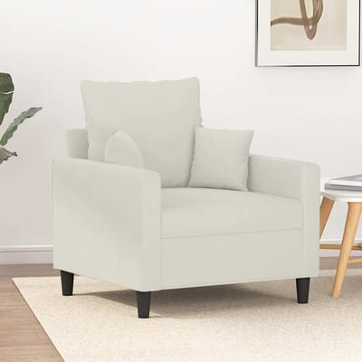 vidaXL - Fauteuil - 60 - cm - fluweel - crèmekleurig
