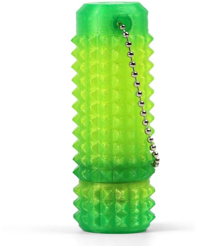 Little Fidget speelgoed-3D print-sleutelhanger-met klikknop-draaibaar-zintuiglijk-angst en stressvermindering-Kristal geel-groen