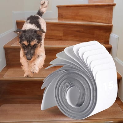 Famanu – Antislip trapmatten transparant 15 stuks – zelfklevende trapstrips 61x10 cm – voor treden b