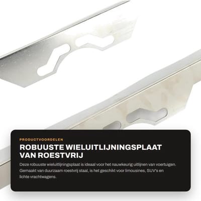 Wieluitlijningsplaat Roestvrij Staal - Nauwkeurige Metingen - Universele Pasvorm - Ophanggaten - Gebruiksvriendelijk - Geschikt voor SUV's en Vrachtwagens - Uitlijningsgereedschap