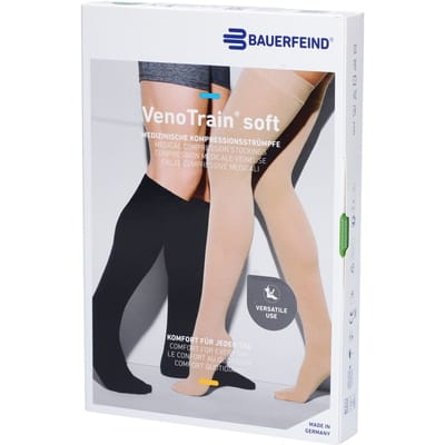 Bauerfeind® VenoTrain® Soft Ad C1 Plus Long Open Teen Caramel Small 1 Kousen