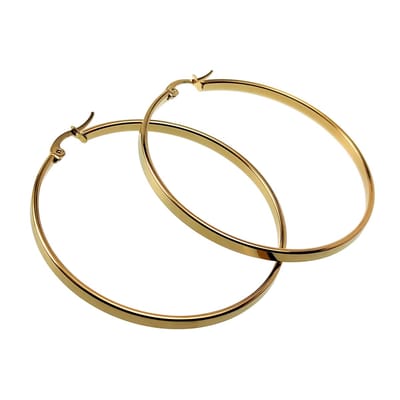 ∅50mm x 3mm Oorbellen Dames - Verguld RVS - Brede-Design Oorringen