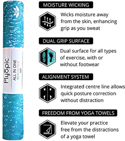 All-in-One Yoga Mat met Zweet Grip - Natuurlijke Rubber Yoga Mat voor Fitness en Pilates