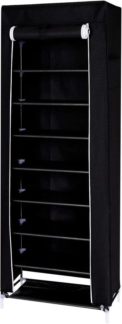 Famanu - Smalle vouwkast met hoes 60x160x30 cm zwart