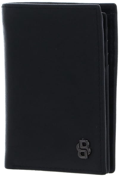 HUGO BOSS Leren portemonnee Double B Wallet Saffiano Black zwart