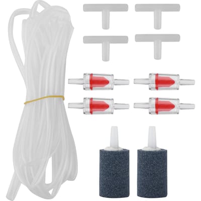Accessoires pour pompe à air d'aquarium Kit de raccords pour pompe à air avec clapets anti-retour Pierres à air Tuyau d'eau white