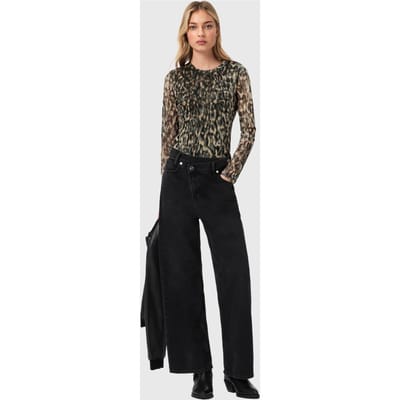 AllSaints Ellie Mesh Ls Tee Leppo Brown Taglia: 2 | Maglie a manica lunga Outlet | Donna | Marrone