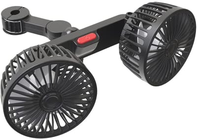 Dailygoody - 360 graden draaibare koelventilator - Elektrische dubbele koelkop - Compact formaat - Voor auto en camper - Ideaal voor warme dagen - Ges
