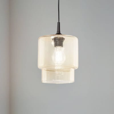 Argon Glazen hanglamp Nesto, amber, Ø 18 cm, E27