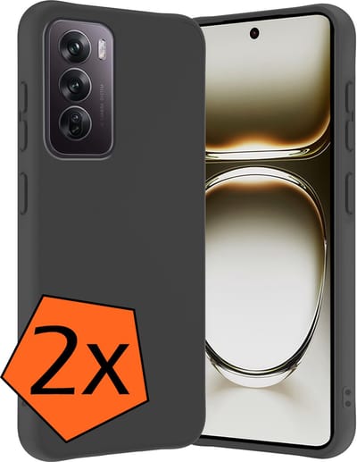 Hoes - 2 Stuks - Geschikt voor OPPO Reno 12 - Sterk & Shockproof - Case Siliconen - Back Cover - Telefoon Hoes - Zwart