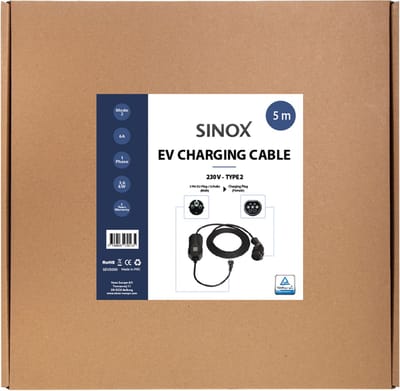 Sinox EV Charging Cable Mode 2 - 6A 1 phase - 5m - Black