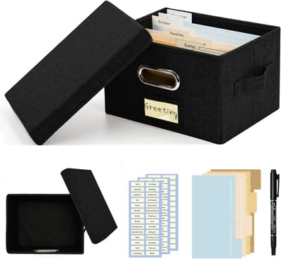 Omgoods - Kaartenorganiser en Opslagdoos met 20 Verstelbare Scheiders Beige