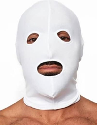 Mister B - lycra masker open ogen en mond - wit - one size