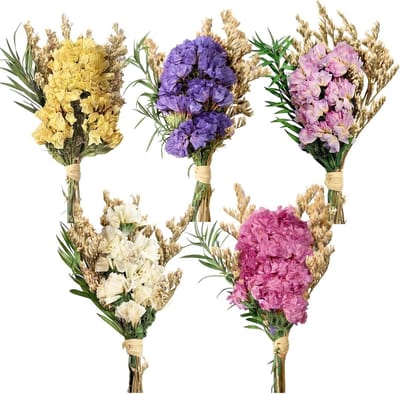 Mini Gedroogde Bloemen - Natuurlijke Boeketjes - Decoratie & Knutselen - Levendige Kleurbehoud - 5 Bundels - Veelkleurig