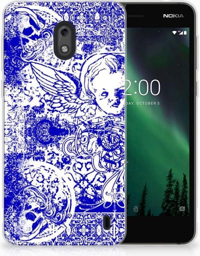 Silicone Back Case Nokia 2 Angel Skull Blauw