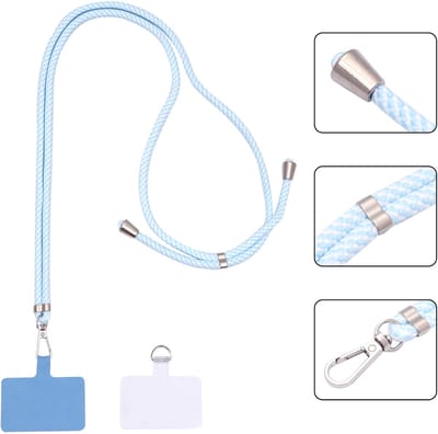 Casemania Universele Telefoonkoord - Light Blue - Verstelbare Telefoonketting - Crossbody Draagkoord Koord voor Telefoon - Lanyard Cord - Licht Blauw