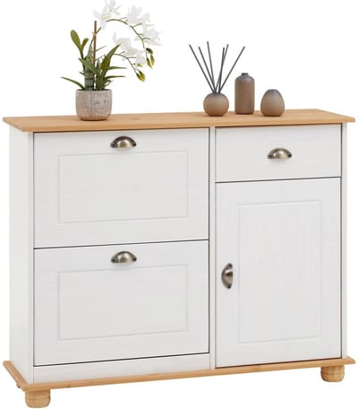 Schoenenkast COLMAR van massief hout - wit/bruin