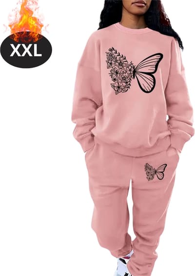Nivard Joggingpak - Huispak - Volwassenen - Trainingspak - Comfortabel - Joggingsbroek - Tracksuit - Dames - Winter - Roze - XXL