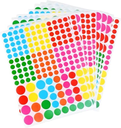 Zelfklevende rond stickers - 1570 stuks in 3 maten - 6 kleuren voor kleurrijke organisatie - ideaal voor knutselen - ShopVlot