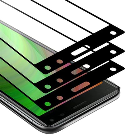 Cadorabo 3x Screenprotector geschikt voor Sony Xperia 8 Volledig scherm pantserfolie Beschermfolie in TRANSPARANT met ZWART - Getemperd (Tempered) Display beschermend glas in 9H hardheid met 3D Touch