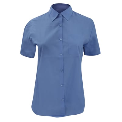 Russell Collectie Dames/Dames Korte Mouwen Poly-Katoen Easy Care Poplin Shirt (Bedrijfsblauw)