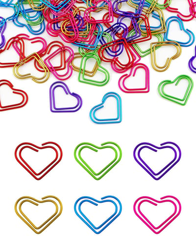 JeiibrZui Hartvormige Paperclips - Gekleurde Metalen Clips - Creatief Design En Hoogwaardig Materiaal - 50 Stuks - Kantoor/Voor School + Veelkleurig