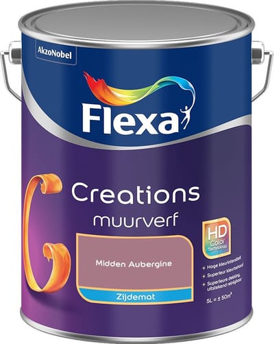 Flexa - Creations Muurverf Zijdemat - Midden Aubergine - Mengverf - 5 L