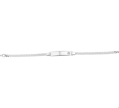 The Jewelry Collection Graveerarmband Zirkonia Plaat 5,0 mm 14 - 16 cm - Zilver