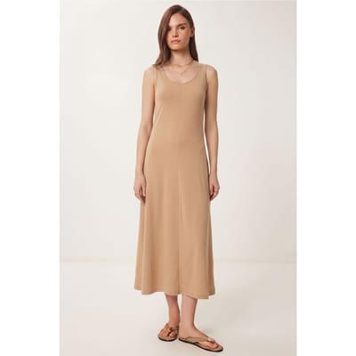U Kraag Midi Jurk