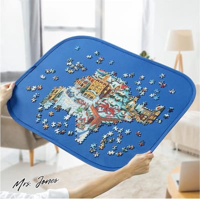 Mrs. Jones Foldable Puzzle Board - Large Portable 1000-Piece Puzzle Mat Non-Printable Surface for Puzzle Storage Up to 500 & 1000 Pieces with Storage Bag - Purple .