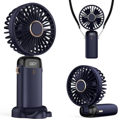 Handventilator - Draagbare opvouwbare ventilator - USB oplaadbaar - 5 snelheidsstanden - Geschikt voor buitenactiviteiten en reizen - Donkerblauw