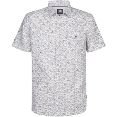 Petrol Industries - Heren Overhemd met all-over print Drifter - Wit - Maat S