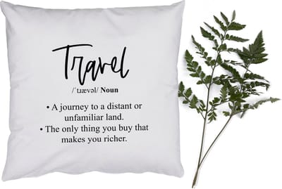 Sierkussens - Kussentjes Woonkamer - 50x50 cm - Spreuken - Quotes - A journey to a distant or unfamiliar land - Travel