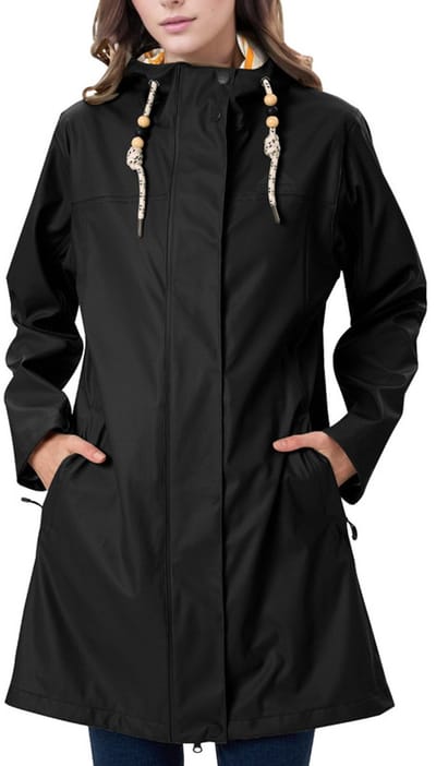 Daity Regenjas dames parka | waterdichte PU jas met capuchon voor regen - Maat S